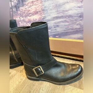 Timberland leather moto biker chelsea with buckle boot